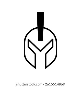 Illustration featuring a sleek Spartan helmet design on a white background