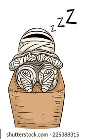 Illustration Featuring a Sleeping Mummy