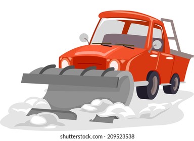 Illustration Featuring A Snow Plow Plowing Through Snow