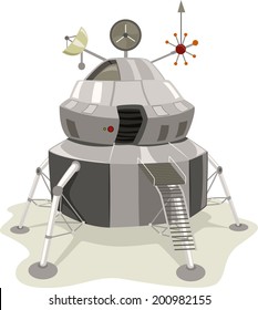 Illustration Featuring A Space Lander In A Stationary Position