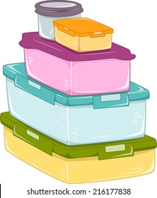 Illustration Featuring a Stack of Food Containers