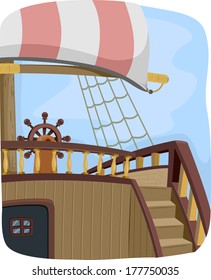 Illustration Featuring the Steering Wheel of a Pirate Ship