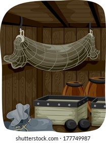 Illustration Featuring the Storage Area of a Pirate Ship