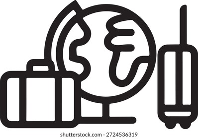 Illustration featuring a suitcase globe and stock chart symbolizing global business and finance Isolated on a transparent background