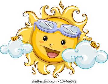 Illustration Featuring the Sun Hiding Behind Clouds