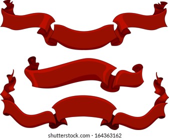Illustration Featuring Three Red Ribbons of Varying Lengths