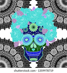 illustration featuring a traditional Mexican holiday symbol of the Day of the dead and the Day of angels, can be used as a seamless pattern