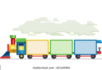Illustration Featuring of Train Carriages Made of Blank Boards