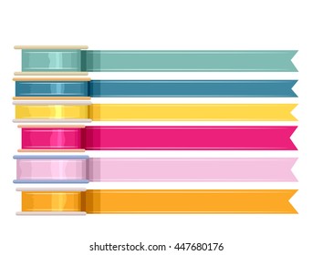 Illustration mit nicht gewalzten Ribbons verschiedener Farben