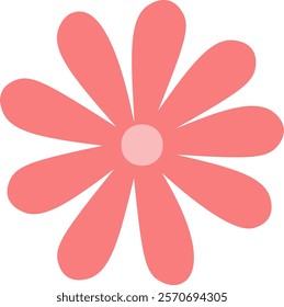 Illustration featuring a vibrant pink daisy flower with rounded petals, blooming against a clean white background, embodying a simple and minimalist design that evokes beauty and elegance