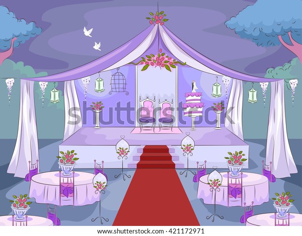 Illustration Featuring Wedding Venue Stock Vector (Royalty Free) 421172971