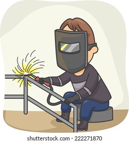 Illustration Featuring a Welder at Work