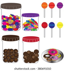 Illustration Featuring a Wide Variety of Sweets in Fancy Jars