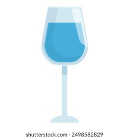 Illustration featuring a wineglass containing blue liquid standing on a thin stem