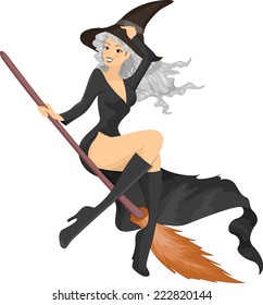 Illustration Featuring a Woman Wearing a Witch Costume