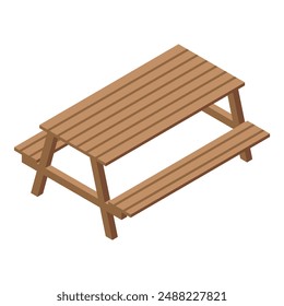 Illustration featuring a wooden picnic table, perfect for enjoying outdoor meals and gatherings