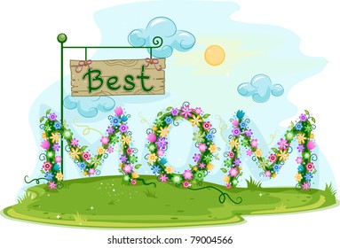 Illustration Featuring the Words Best Mom