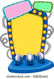 Illustration Featuring a Yellow Board Lined with Small Vanity Lights on Both Sides with an Additional Three in Front