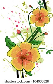 Ilustración con un hibiscus amarillo