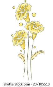 Illustration Featuring Yellow Long-Stemmed Flowers