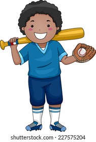 Illustration Featuring a Young Baseball Player