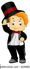 Illustration Featuring a Young Boy Wearing Formal Attire - Vector