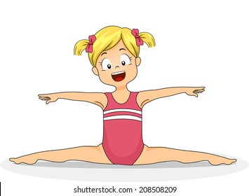 Illustration Featuring a Young Female Gymnast Doing a Split