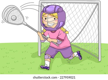 Illustration Featuring a Young Lacrosse Goalkeeper