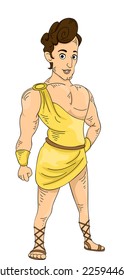 Illustration Featuring a Young and Muscular Greek God