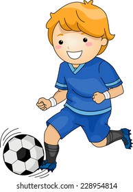 Illustration Featuring a Young Soccer Player Running Across the Field