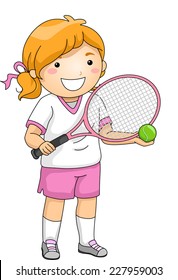 Illustration Featuring a Young Tennis Player