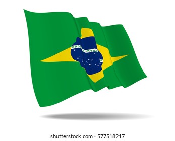 illustration Federative Republic of Brazil flag waving Isolated on White Background,vector