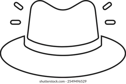 Illustration of a Fedora style hat in simple line art with decorative accents, showcasing fashion and design aesthetics.