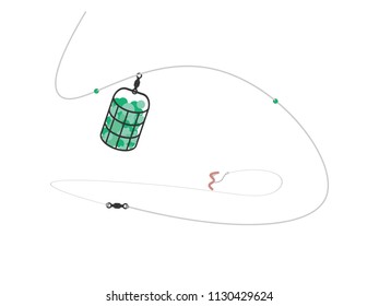 Illustration of feeder rig for fishing