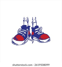 Illustration of feet with a pair of shoes on a white background. This can be used as a graphic design