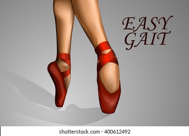 illustration of feet in red shoes. ballerina