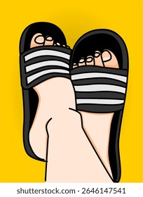 illustration of feet wearing flip-flops