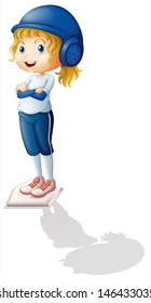 Illustration of a female athlete with a shadow on a white background 