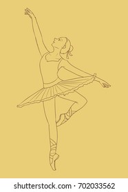 An illustration of female ballet dancer in brown background