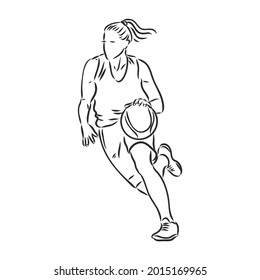 illustration female basketball player . black and white sketch, white background