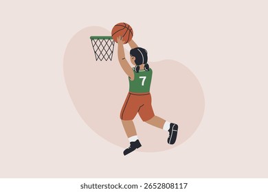Illustration of Female Basketball Player Shooting