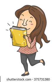 Illustration Of A Female Book Lover Excited Over The Release Of A New Book