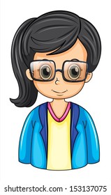 Illustration of a female business icon wearing an eyeglass on a white background