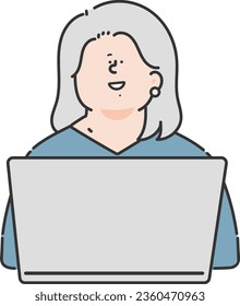 Illustration of a female business person using a computer