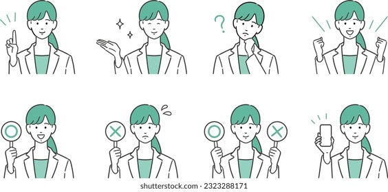 Illustration of female business worker explaining some information