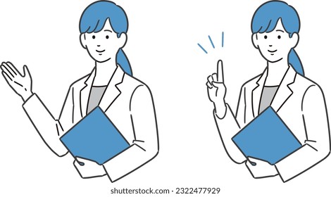 Illustration of female business worker holding a file