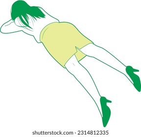 Illustration of a female businessman lying face down