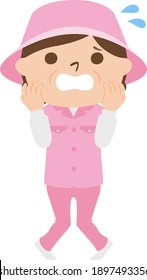 Illustration of a female caddy working on a golf course. Women are in trouble.