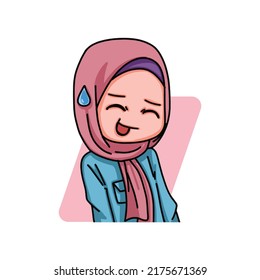 Illustration of female character wearing hijab. Vector Illustration