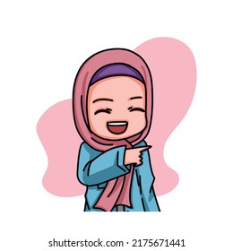 Illustration of female character wearing hijab. Vector Illustration
